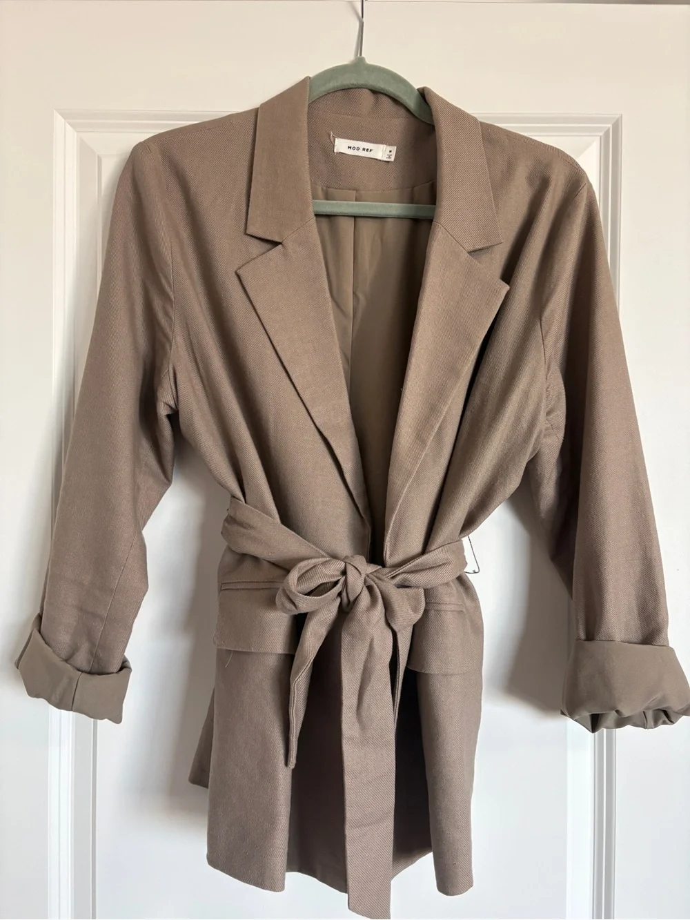 Mod Ref Taupe Belted Blazer Jacket